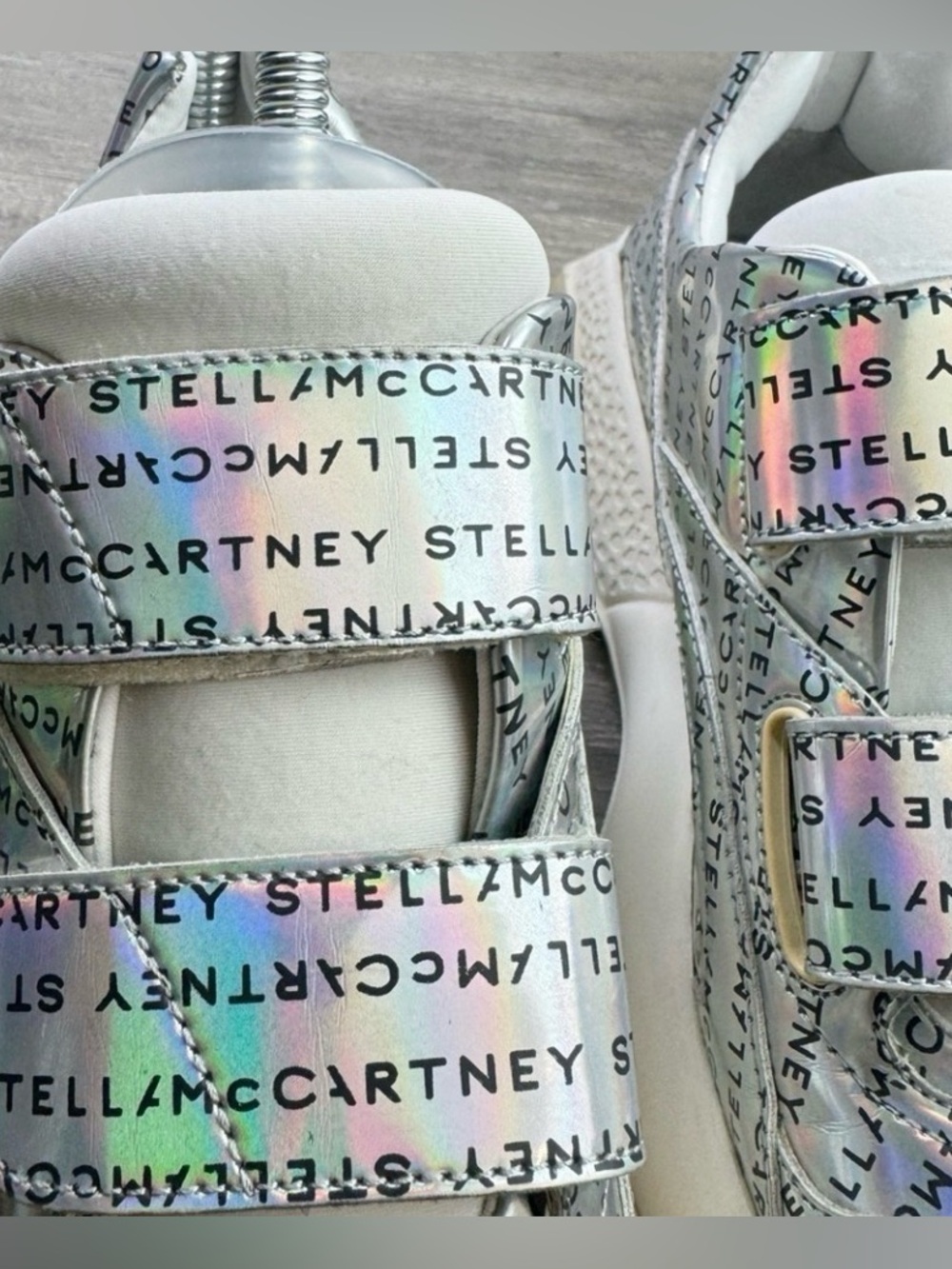 “Stella McCartney” Silver Hologram Logo Print. Women's Sneakers Size: 6.5 - Picture 10 of 10